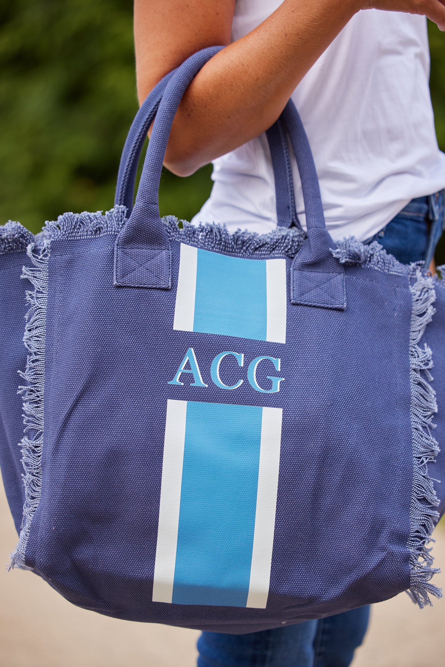 City Stripe Monogram Tote