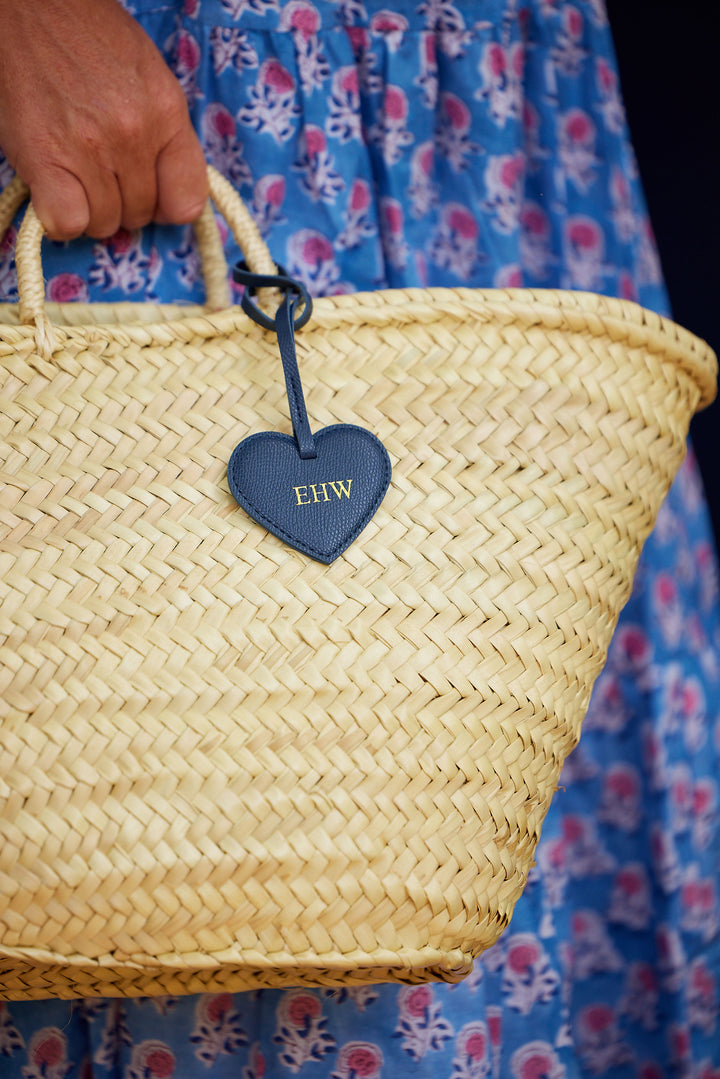 Gold Embossed Heart Bag Charm