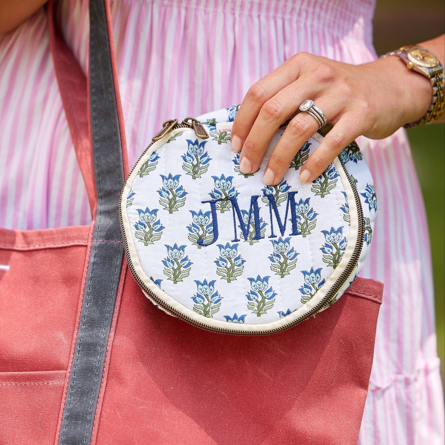 Block Print Jewelry Round
