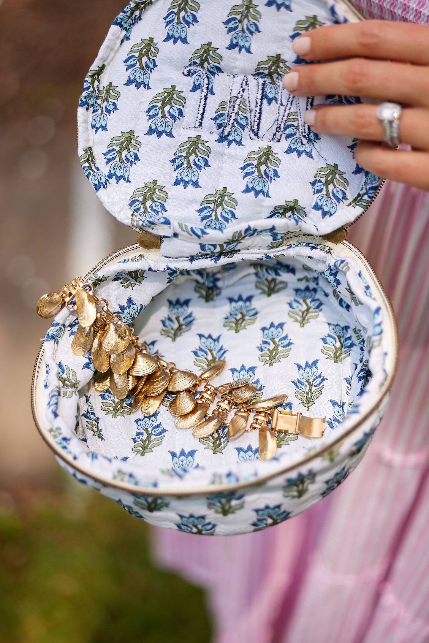 Block Print Jewelry Round
