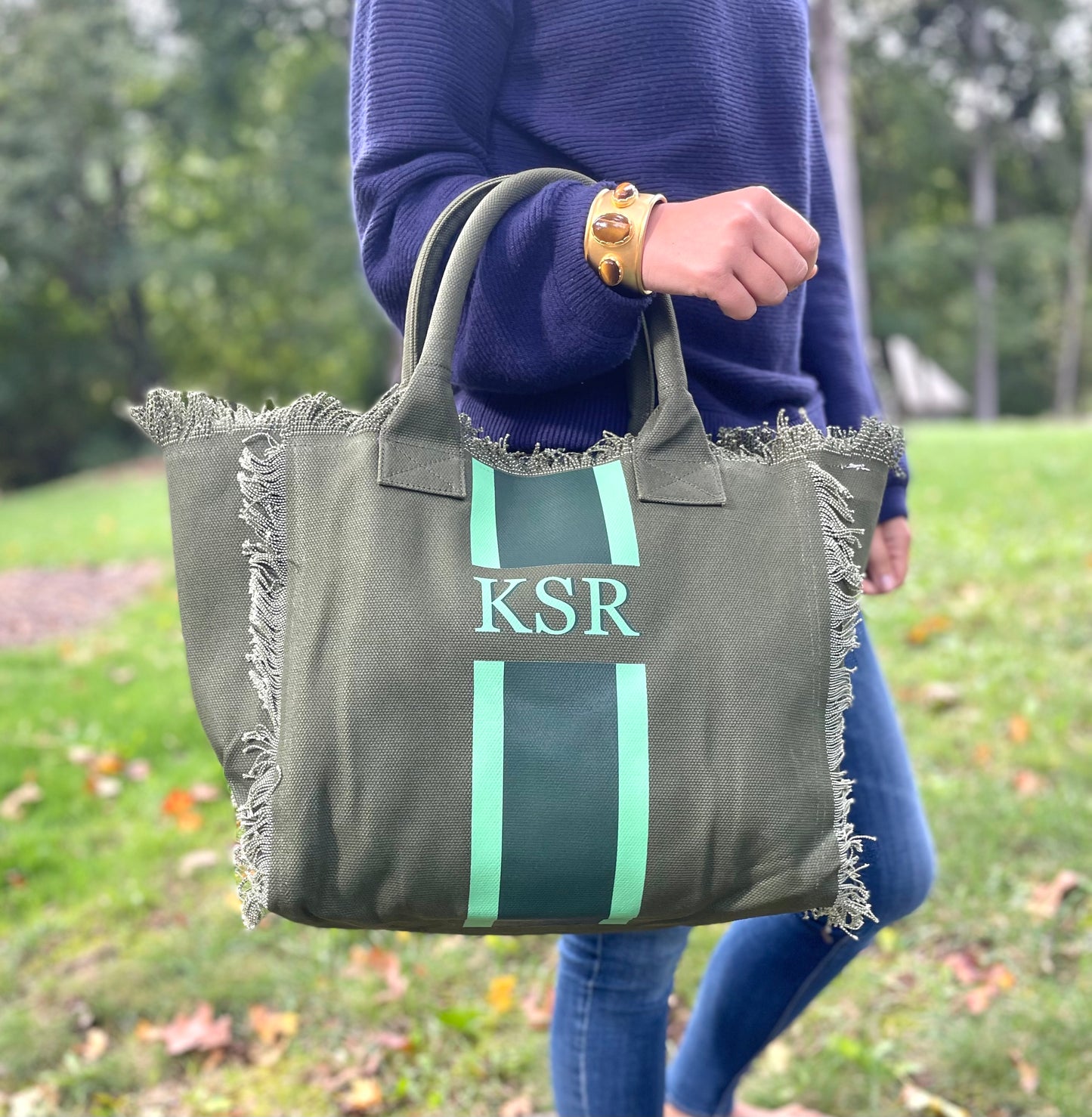 City Stripe Monogram Tote