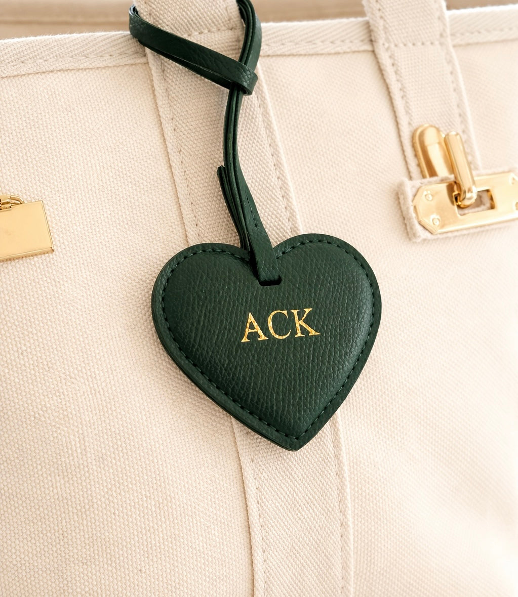 Gold Embossed Heart Bag Charm