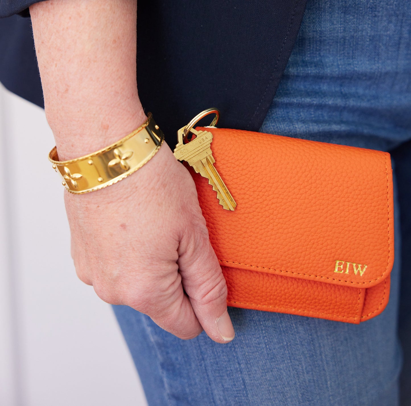 Affordable key ring wallet monogram
