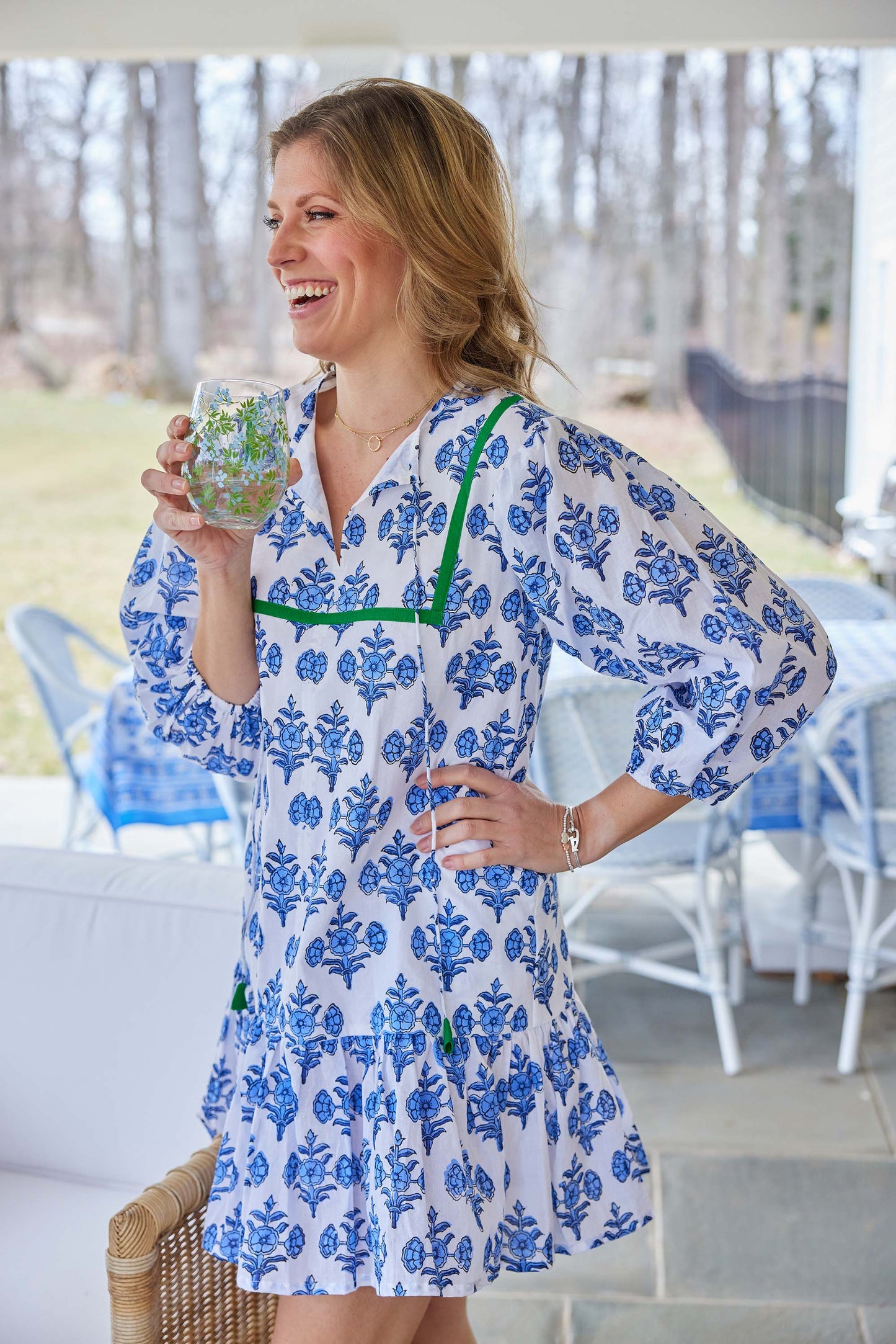 SUMMER HYDRANGEA BLOCK PRINT DRESS
