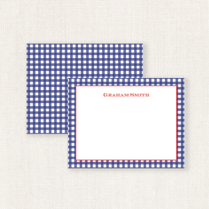 Blue Gingham Notecards