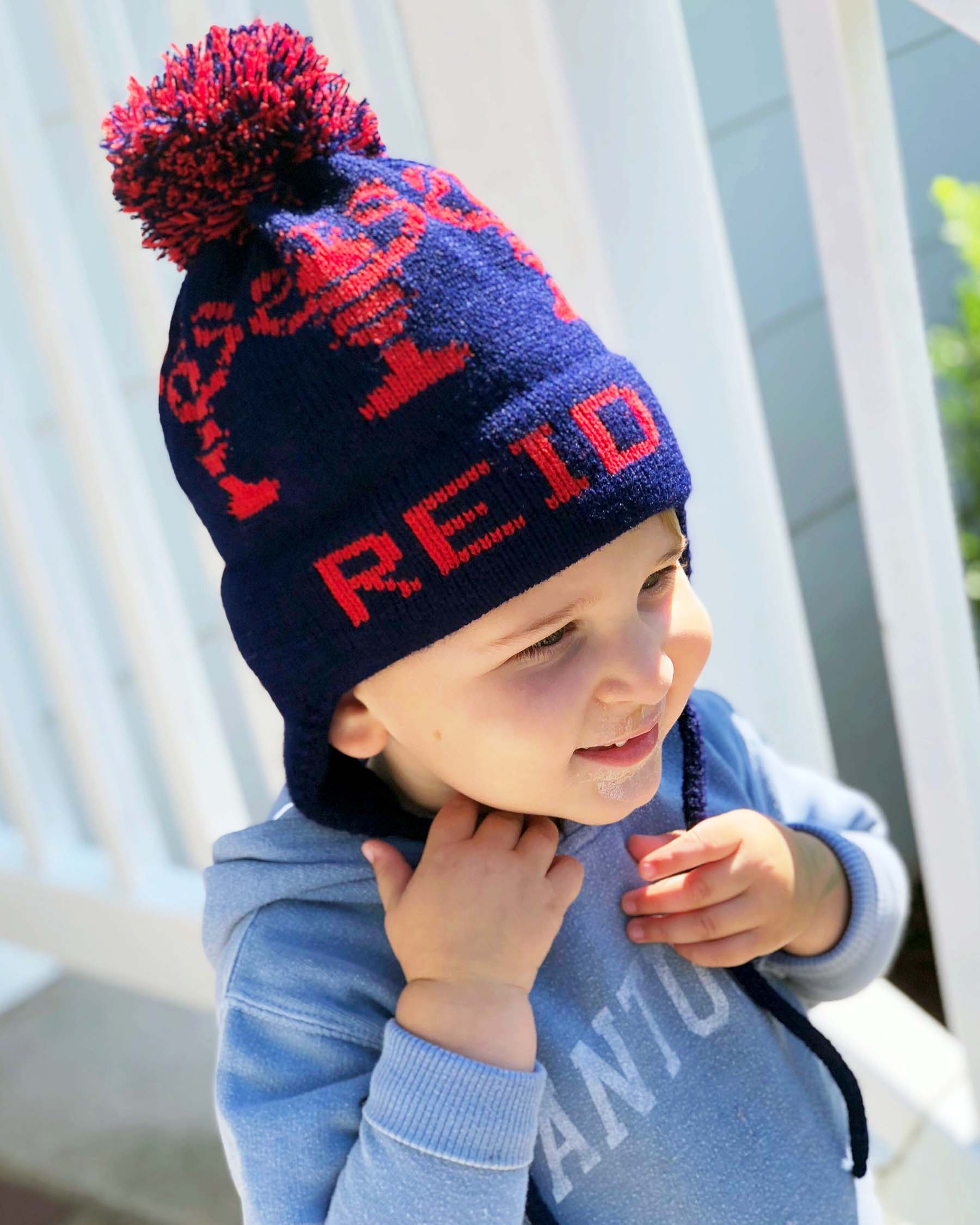 Personalized Toddler Hat with Ear Flap, Winter Baby Hat with Name, Custom Knitted Hat Beanie, Monogram outlet Hat with Stripes for Boys and Girls