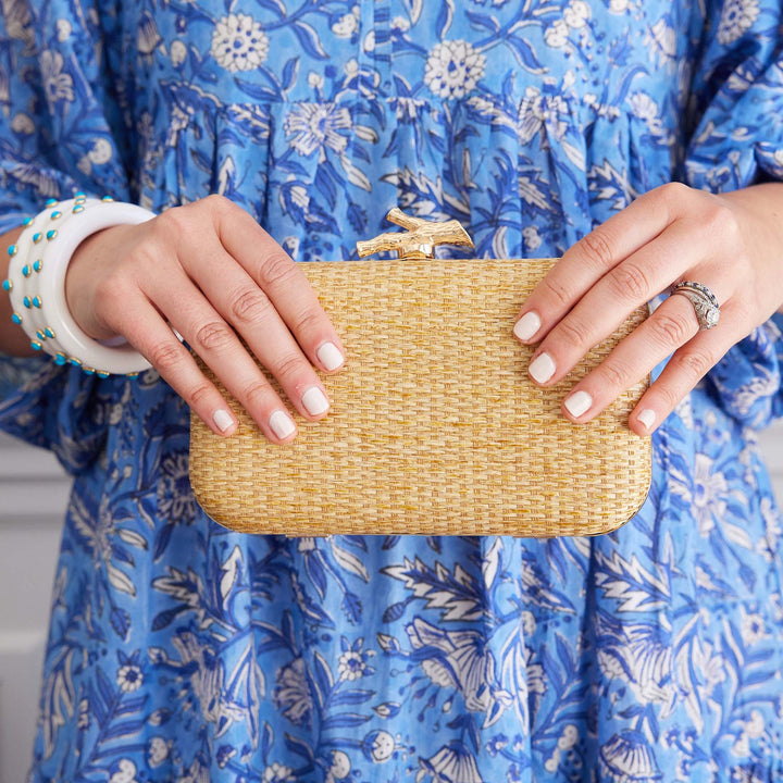 Coral Woven Clutch