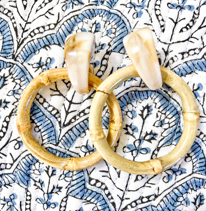 NATURAL BAMBOO DROP EARRINGS