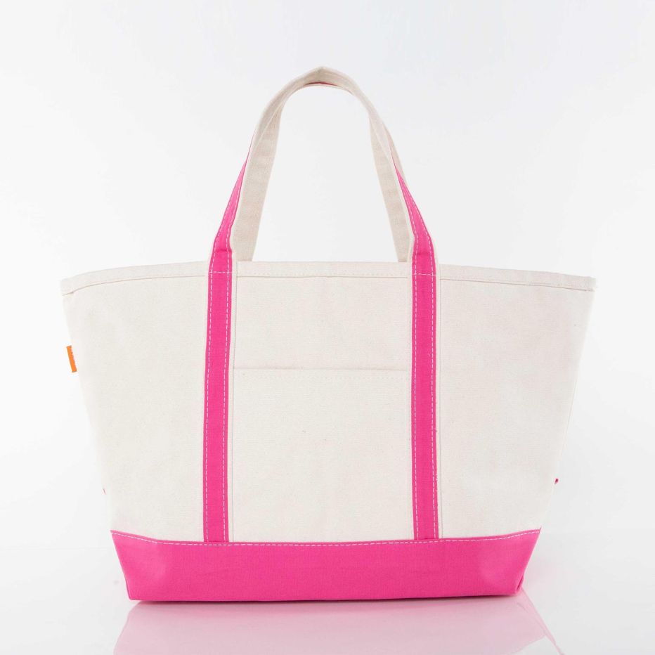 Canvas Boat Tote Bag with Monogram {Coral}