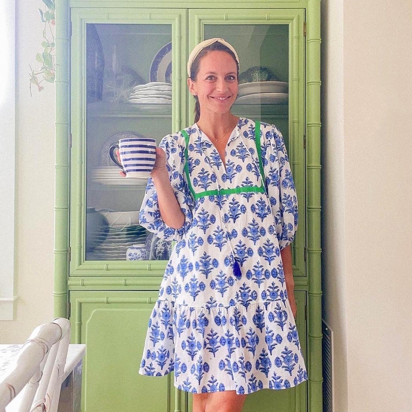 SUMMER HYDRANGEA BLOCK PRINT DRESS