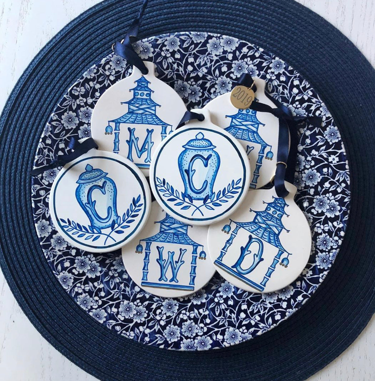 HANDPAINTED CHINOISERIE ORNAMENT