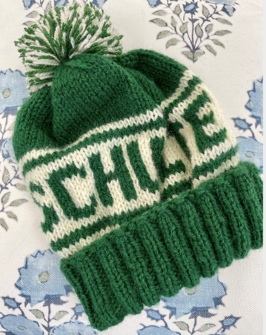 Personalized Wool Beanie EMERALD WHITE YOUTH