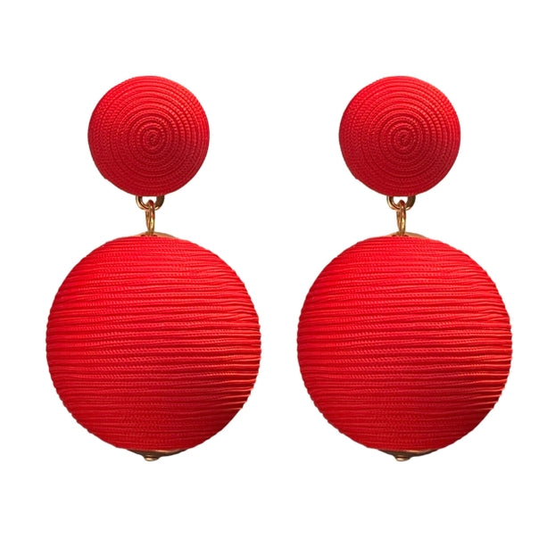 Red Pom Pom Earrings – fringe co