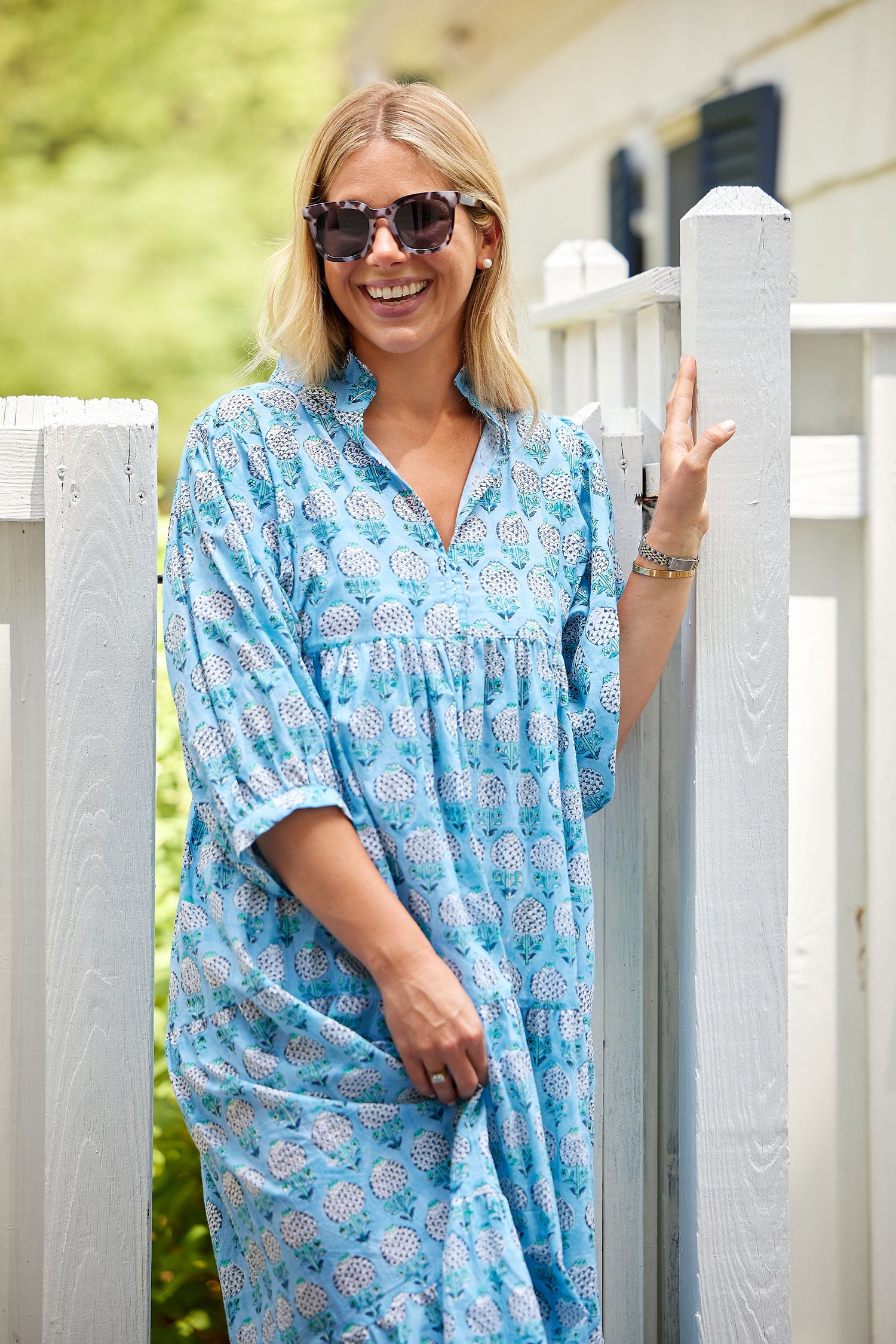 midi block printed organic cotton dress Hand Block Print Organic Cotton Midi Dress: Bohemian Hippie Style