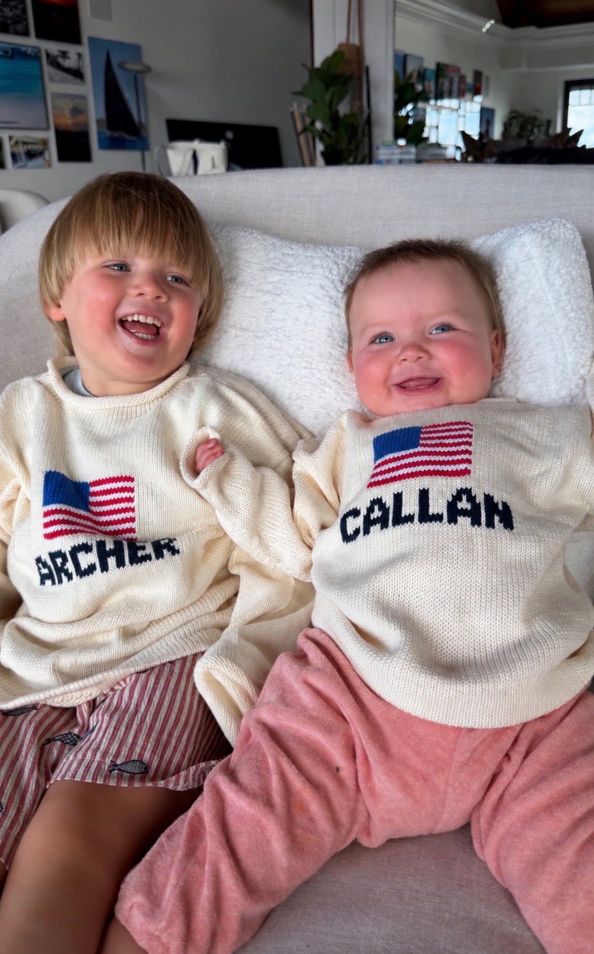 Personalized boys hand knit sweater