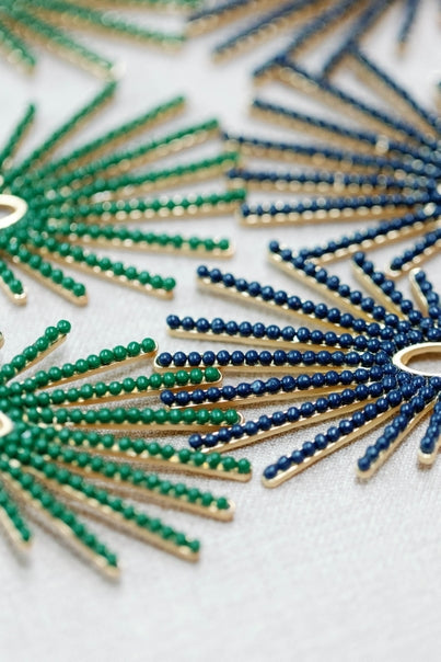 NAVY SUNBURST EARRINGS