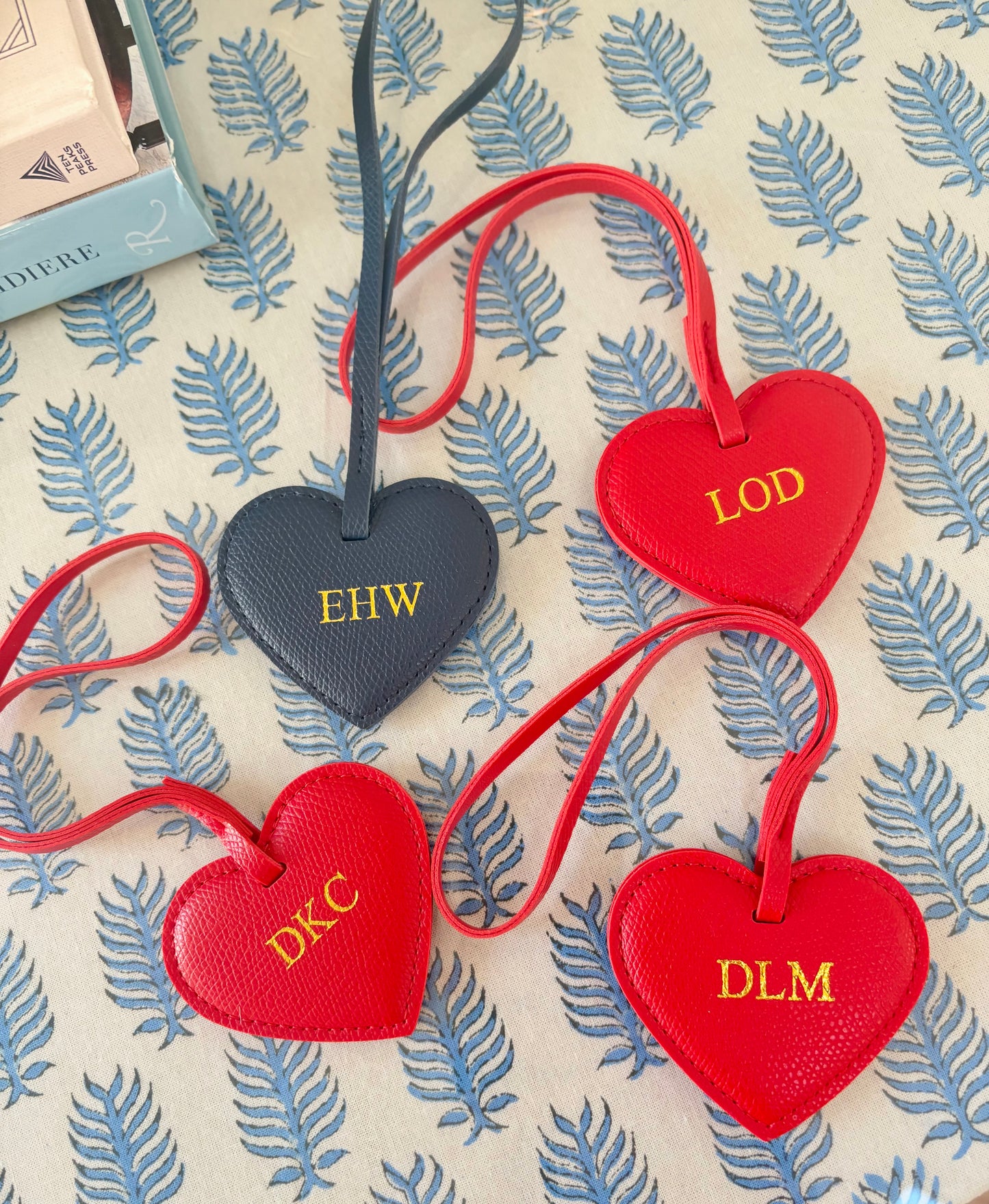 Gold Embossed Heart Bag Charm