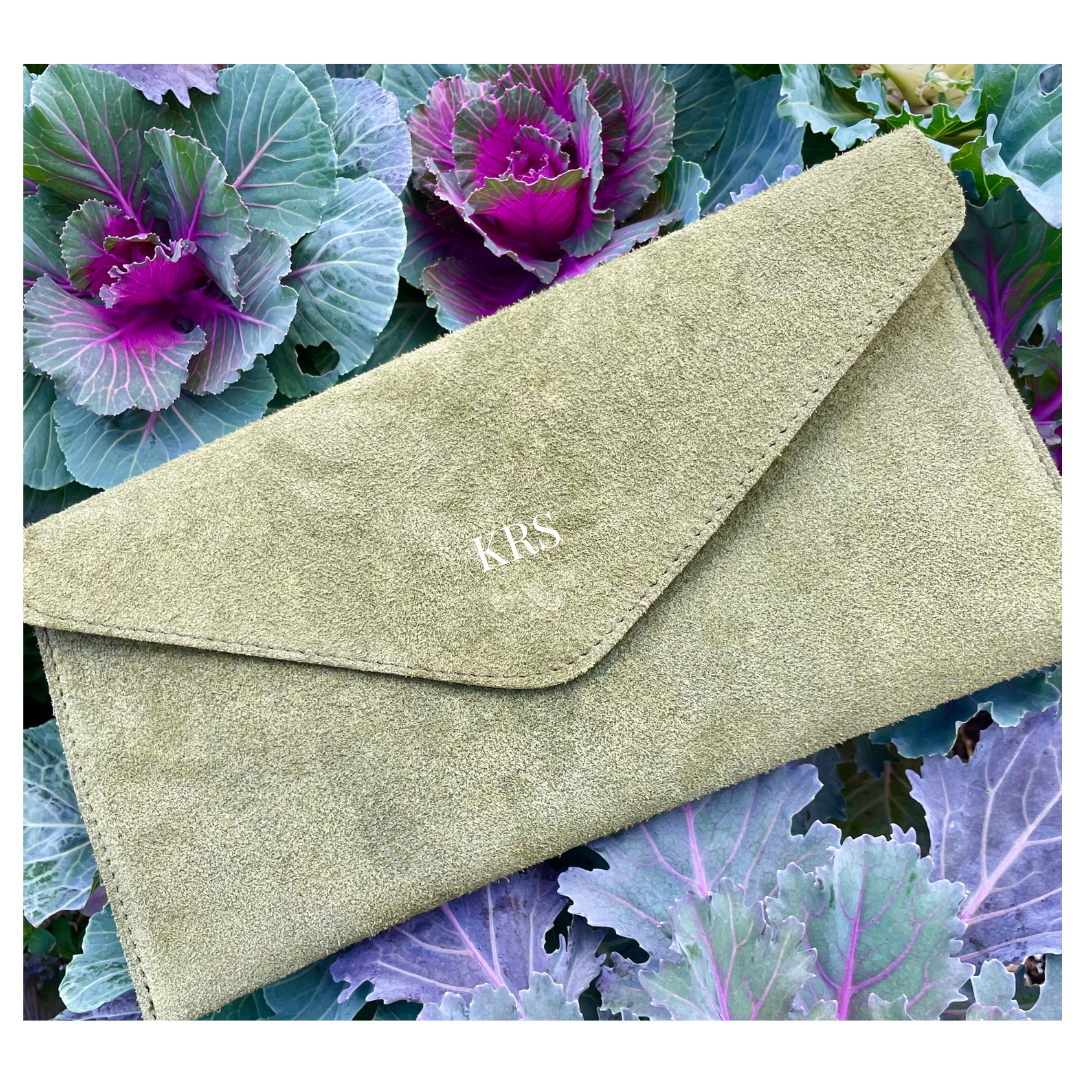 HOLLY GREEN SUEDE CLUTCH