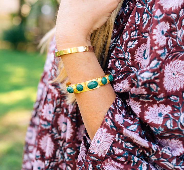 Green Malachite Gold Cuff