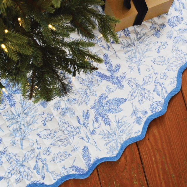 BLUE CHRISTMAS QUILTED TREE SKIRT