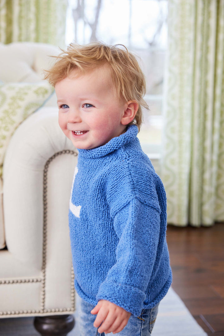 knit rollneck sweater with monogram for kids
