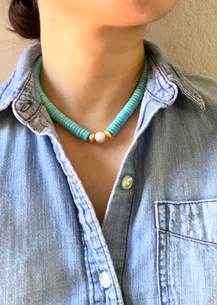 TURQUOISE PEARL NECKLACE