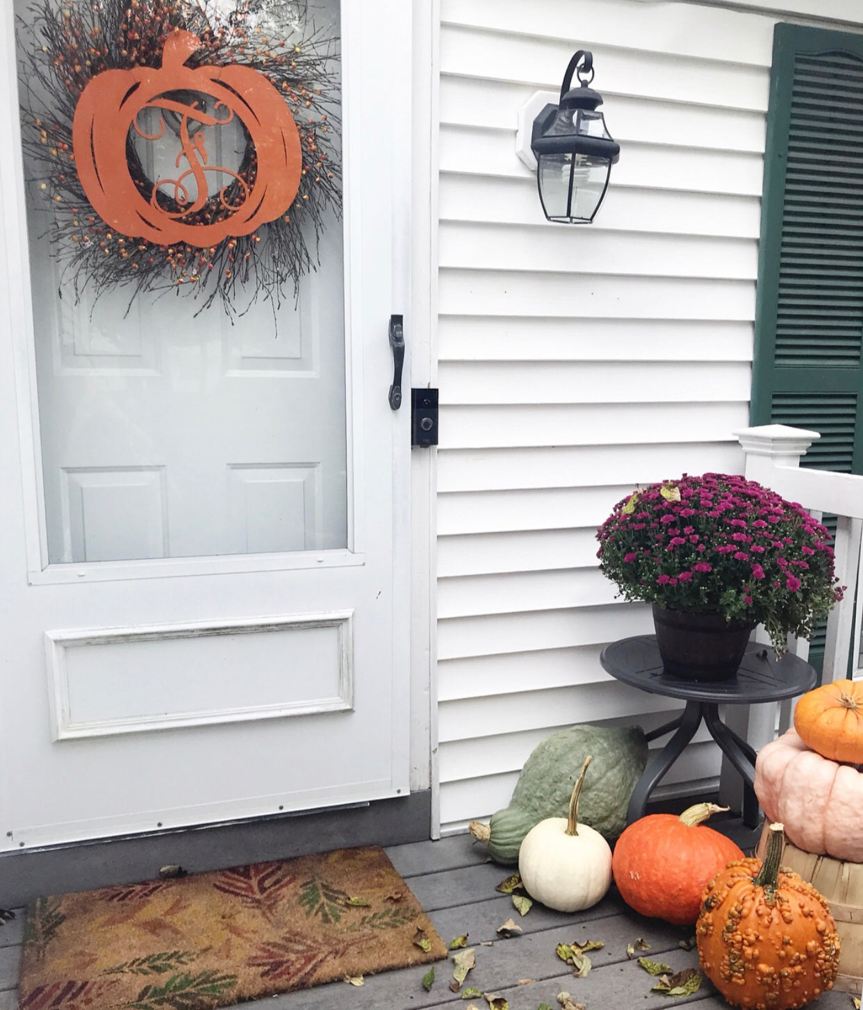 Pumpkin Initial Door Hanger